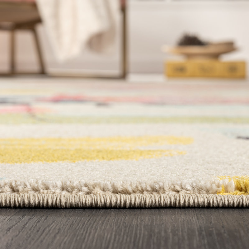 Orren Ellis COLORWRKS Sunny Pastels Abstract Area Rug in Yellow